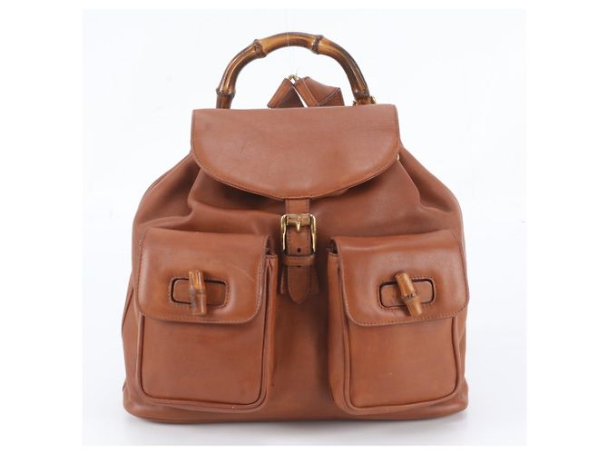 Zaino e borsa a tracolla Gucci Old Bamboo in pelle Marrone