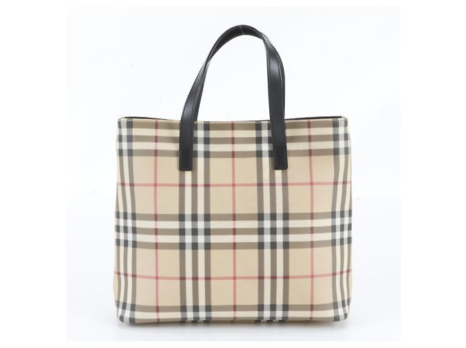 Saco Tote em couro Burberry Nova Check Bege