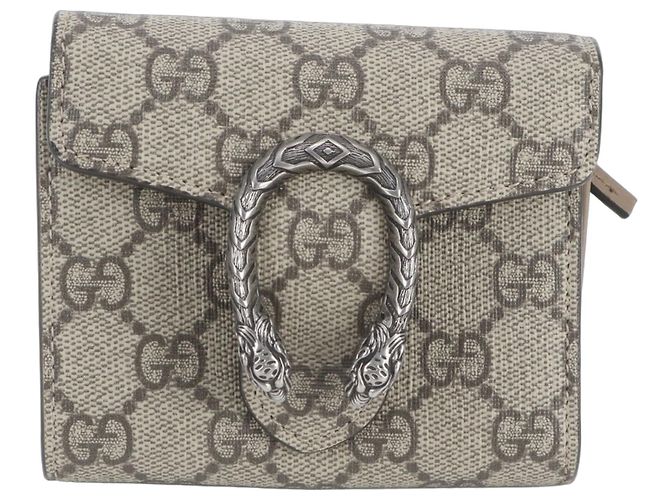 Gucci GG Supreme Dionysus Leather Tri-fold Wallet Brown