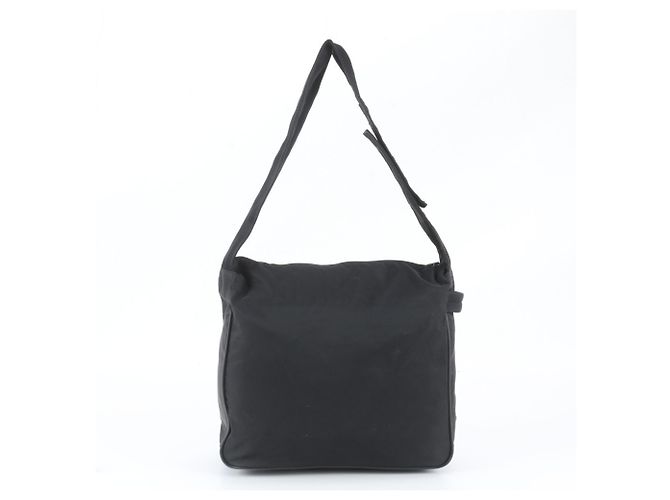 Borsa a tracolla in pelle e nylon Tessuto con logo triangolare Prada Nero