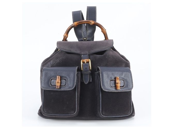 Zaino e Borsa a Tracolla Gucci in Pelle Bamboo Blu navy