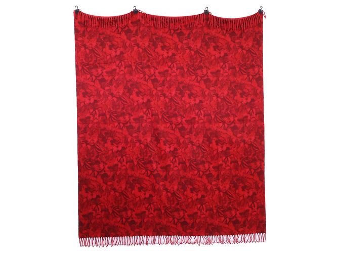 Sciarpa Valentino in cashmere rosso con stampa a farfalla