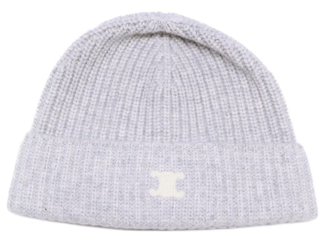 Céline Celine Triomphe Patch Cashmere Knit Hat Brown