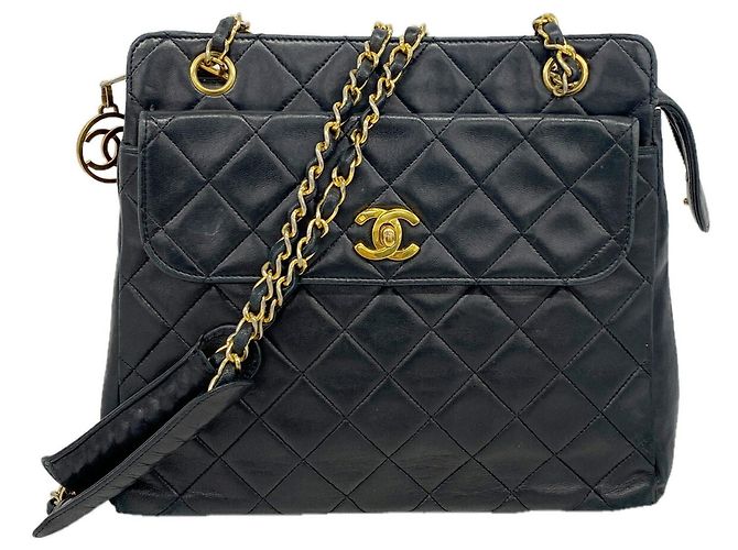 Chanel Matelassé Lammleder Chain Tote Bag Schwarz