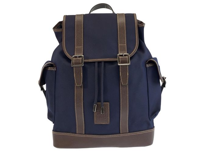 Mochila Longchamp Boxford Marrom Azul marinho