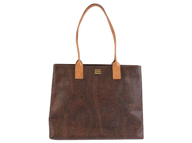 ETRO Paisley Pattern Tote Bag Brown Beige
