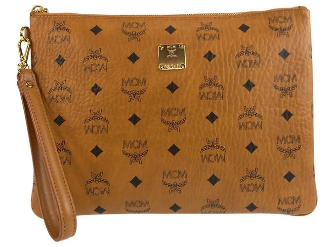Pochette MCM Visetos en cuir marron