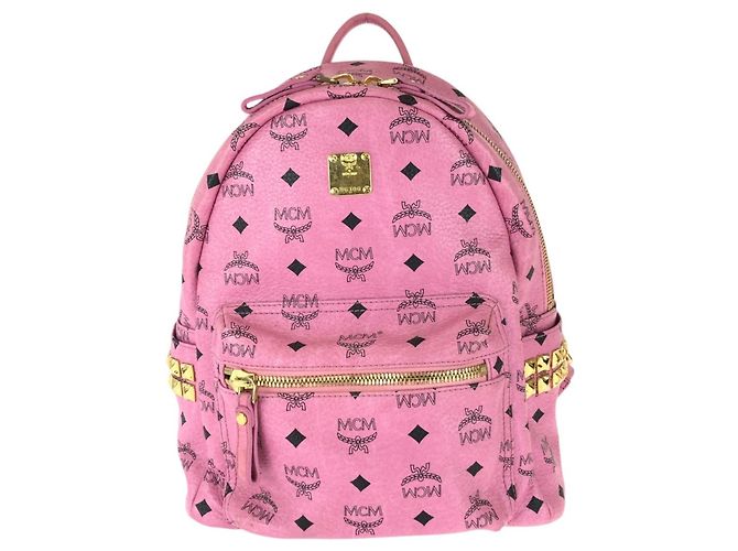 Mochila MCM Visetos Stark de piel rosa