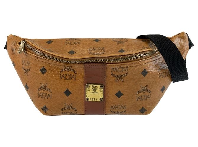 Bolsa de corpo MCM Visetos Brown Marrom