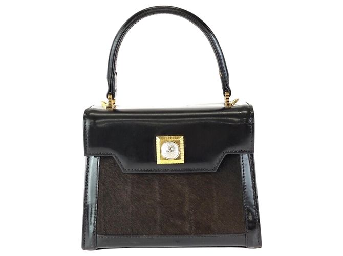 Borsa Versace Sunburst in pelle pony Marrone scuro