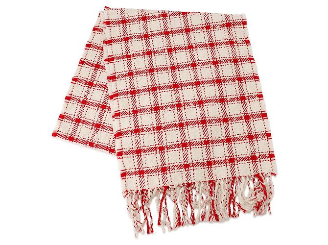 Stola in lana rossa e bianca Chanel Bianco Rosso