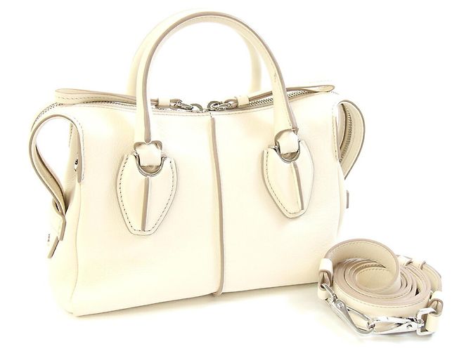 Tod's D-Styling Mini Handtasche aus Leder Ivory Roh