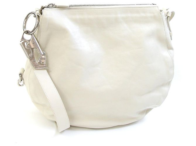 Bolsa de Ombro Burberry Medium em couro marfim Cru