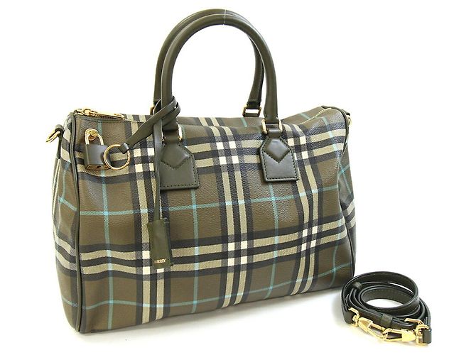 Sac à main en cuir vert olive Burberry