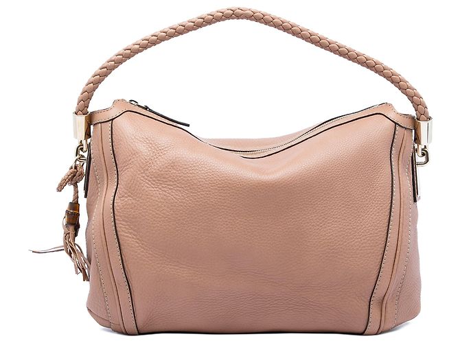 Bolsa de Ombro Bella Gucci em Pele de Bezerro Grão Marrom Medium Carne