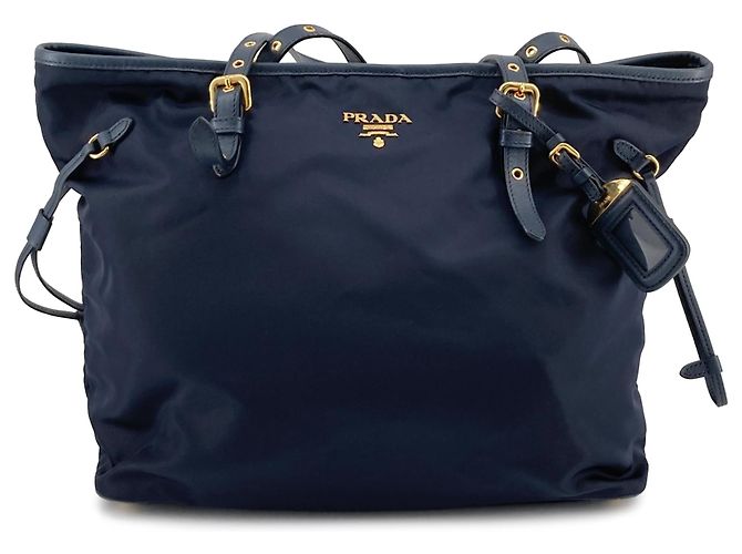 Tote Prada em Tessuto com acabamento em Saffiano azul Azul marinho
