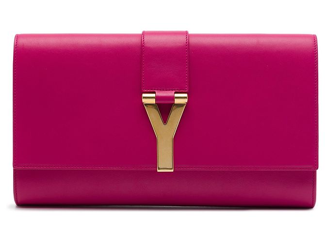 Autre Marque Clutch Saint Laurent Chyc Ligne de piel rosa