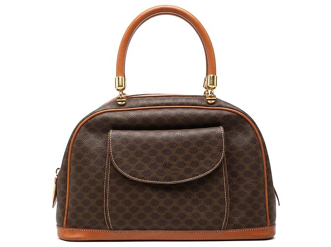 Céline Bolsa Celine Brown Macadam Coated Canvas Marrom