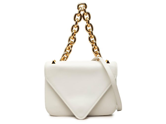 Bottega Veneta Bolsa de corrente envelope Mount em couro branco Small