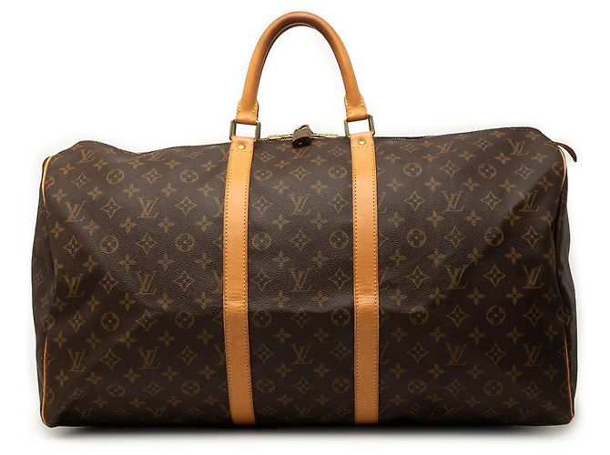 Louis Vuitton Brown Monogram Keepall 55 Marrone