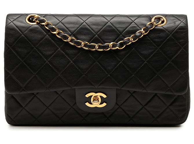Chanel Black Medium Classic Lambskin Double Flap Noir