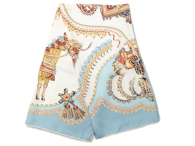 Lenço de seda Hermès White Paperoles 90 Branco