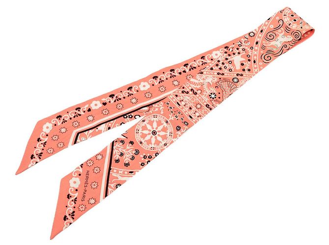 Lenço de seda Twilly Hermès Pink Peuple du Vent Rosa
