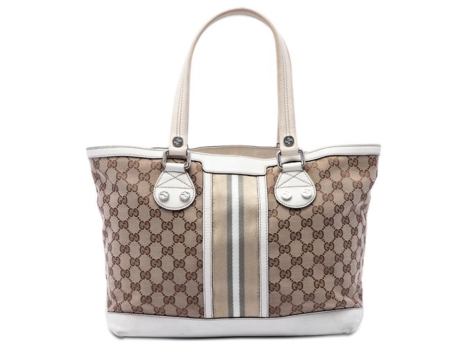 Borsa Tote Gucci Beige Small GG Canvas Web Libeccio Sunset