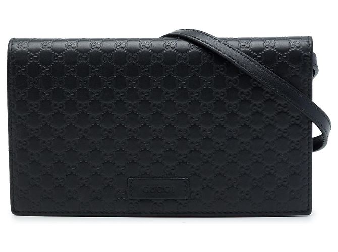 Cartera con correa Gucci Black Microguccissima Negro