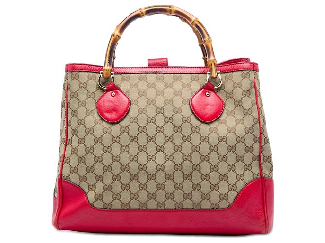 Borsa Tote Gucci Diana in tela GG beige e bambù