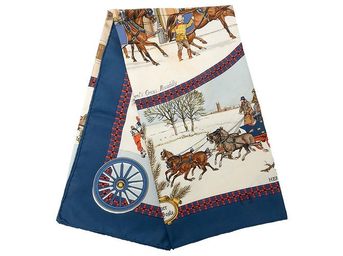 Hermès White L Hiver en Poste Seidentuch 90 Weiß