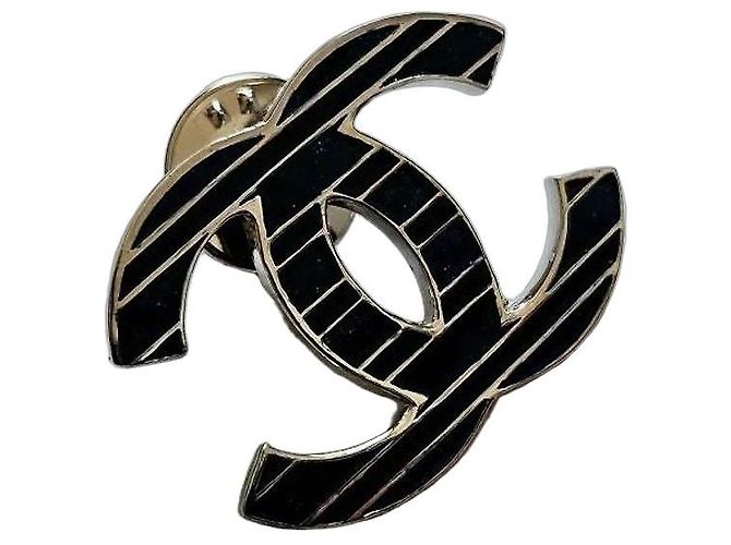 Spilla Chanel Logo CC Nero Argento