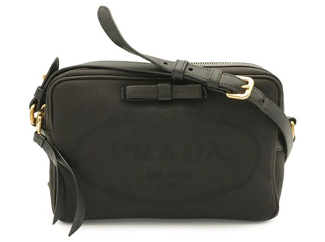 Sac à épaule Prada en ruban jacquard Noir