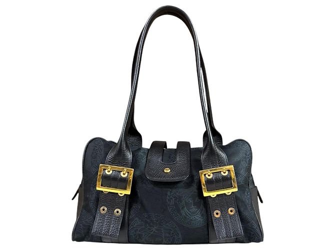 Borsa Versace in tela nera Nero