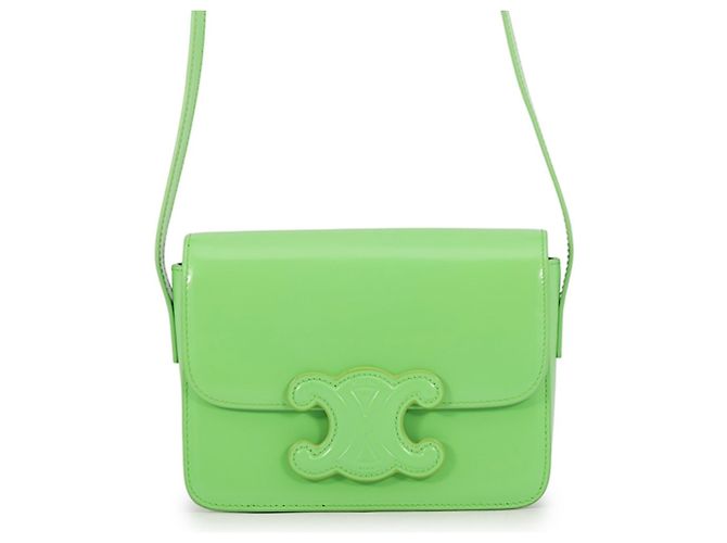 Triomphe Céline Bolsa de ombro Celine em couro verde claro