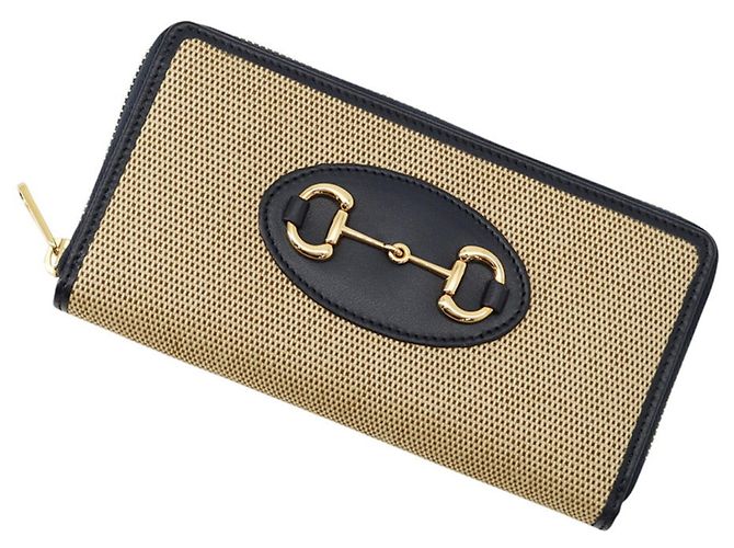 Horsebit 1955 Cartera larga Gucci en beige y azul marino