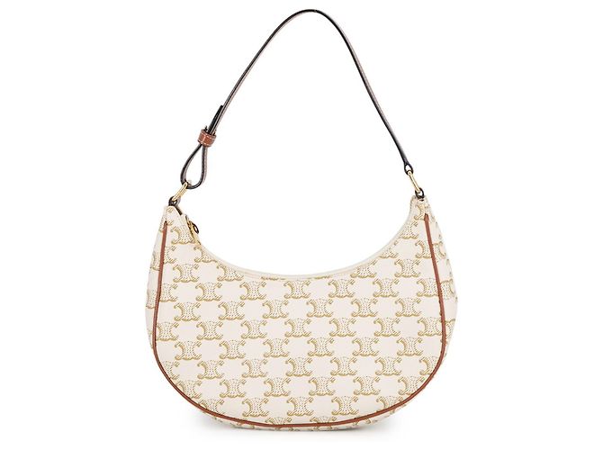 Céline Bolsa de Ombro em Couro Celine Triomphe Ava Branco