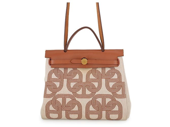 Hermès Hermes Herbag Zip PM Handtasche Braun Beige Roh
