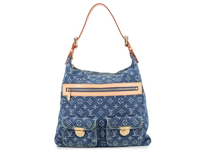 Borsa a tracolla Louis Vuitton Monogram Denim Baggy GM Blu Giallo