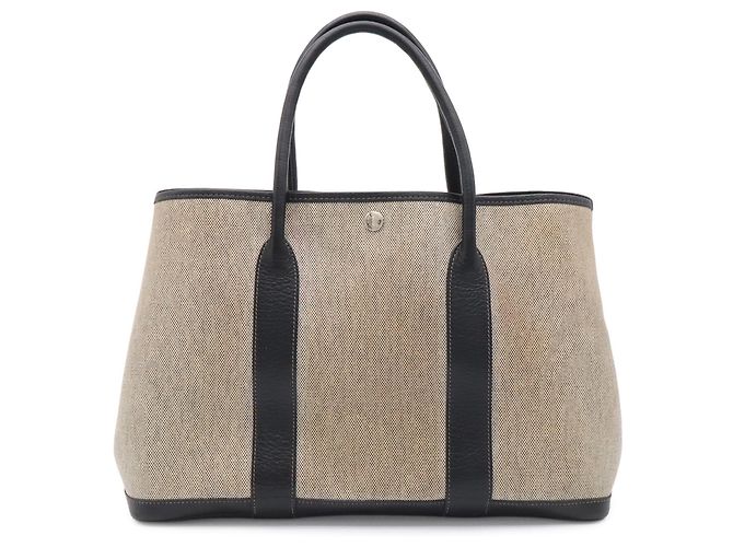 Hermès Sac cabas HERMES Garden PM avec ruban Bolduc Marron Noir Jaune