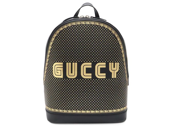 Gucci Guccy Leather Backpack Black Golden