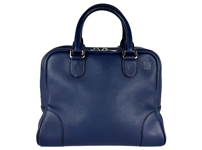 Bolsa de ombro em couro Loewe Amazona 75 Azul marinho