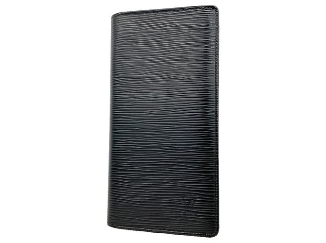 Louis Vuitton Epi Leather Portefeuille Brazza Long Wallet Black