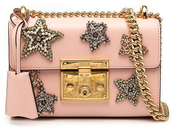 Borsa a tracolla Gucci Padlock Star Chain Rosa