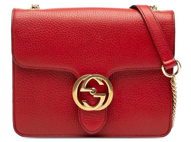 Bolsa Tiracolo Gucci Interlocking G Chain Vermelho