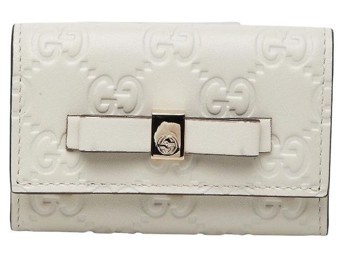 Gucci Guccissima Ribbon Key Case White