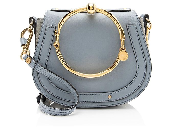Chloé Bolsa de Pulso Nile Small em camurça de bezerro Chloe Azul