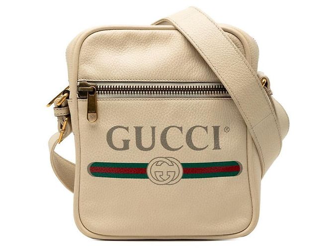 Bolsa de ombro com estampa de logo Gucci Branco