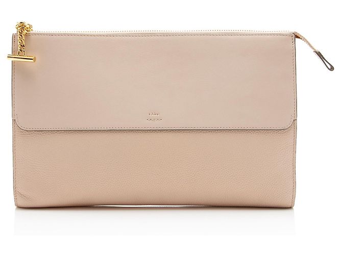 Chloé Clutch Joe Chloe em couro de bezerro granulado Marrom Bege