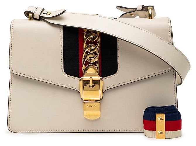 Borsa a tracolla Gucci Sylvie Bianco